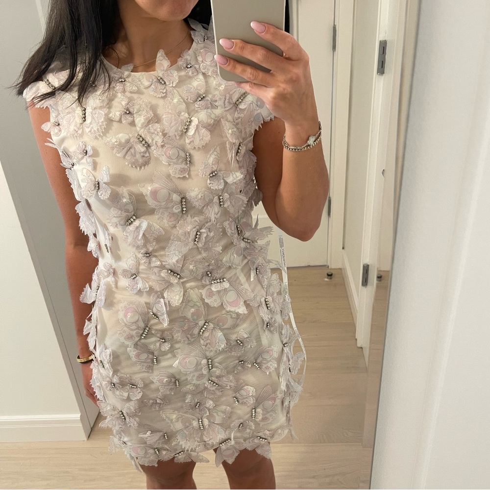 NWT Cynthia Rowley Butterfly-Embellished White Minidress Bridal
